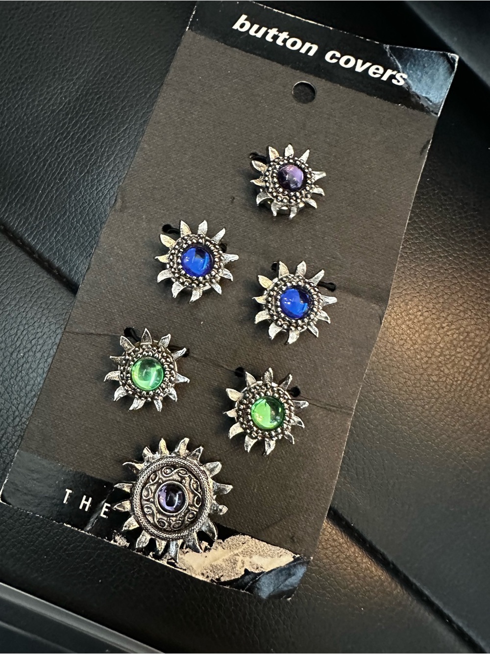 The Limited Sunburst Brooch/Button Covers in Blue, Green, Purple